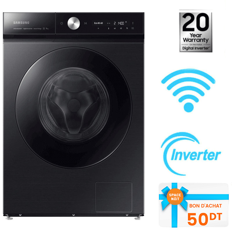 Machine À Laver Samsung WW11B1944GB Frontale Al Wash Digital Inverter 11Kg - Noir en Tunisie
