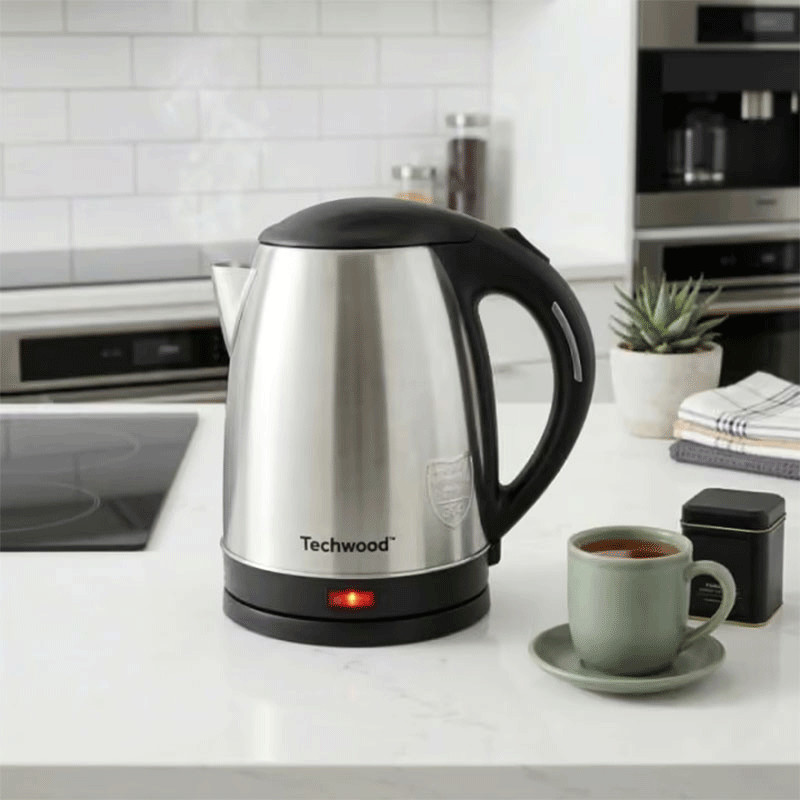Bouilloire Électrique Sans Fil Techwood TBI-018 1500W 1.8L Inox en Tunisie