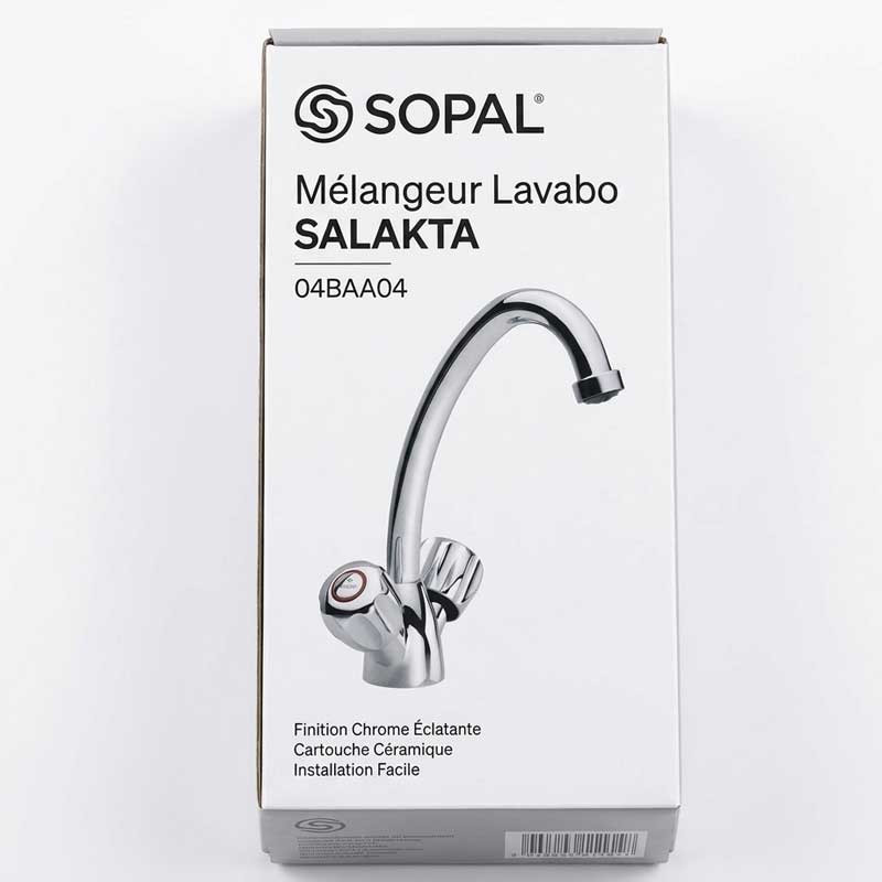 Mélangeur De Lavabo SOPAL Salakta à Bec Rond 04BAA04 Silver en Tunisie