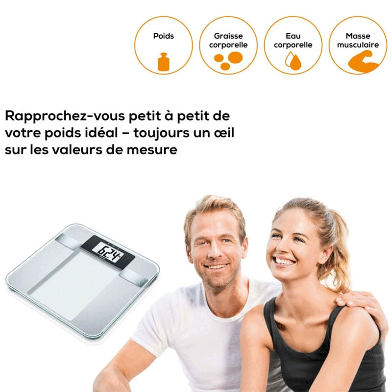 Pèse Personne Impédancemètre Beurer BG13 150 Kg Silver en Tunisie