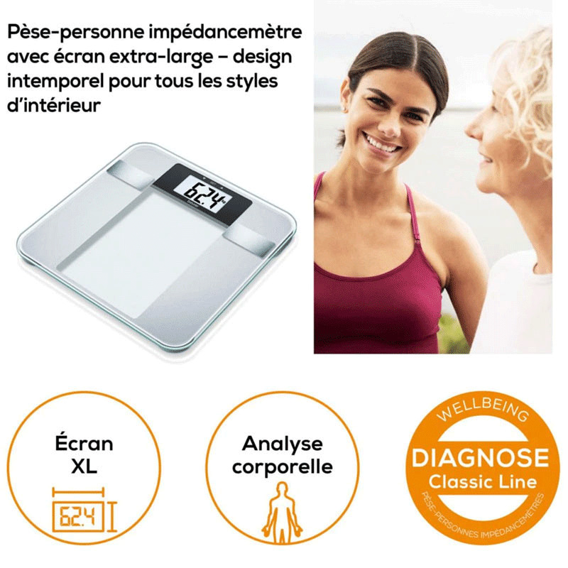 Pèse Personne Impédancemètre Beurer BG13 150 Kg Silver en Tunisie