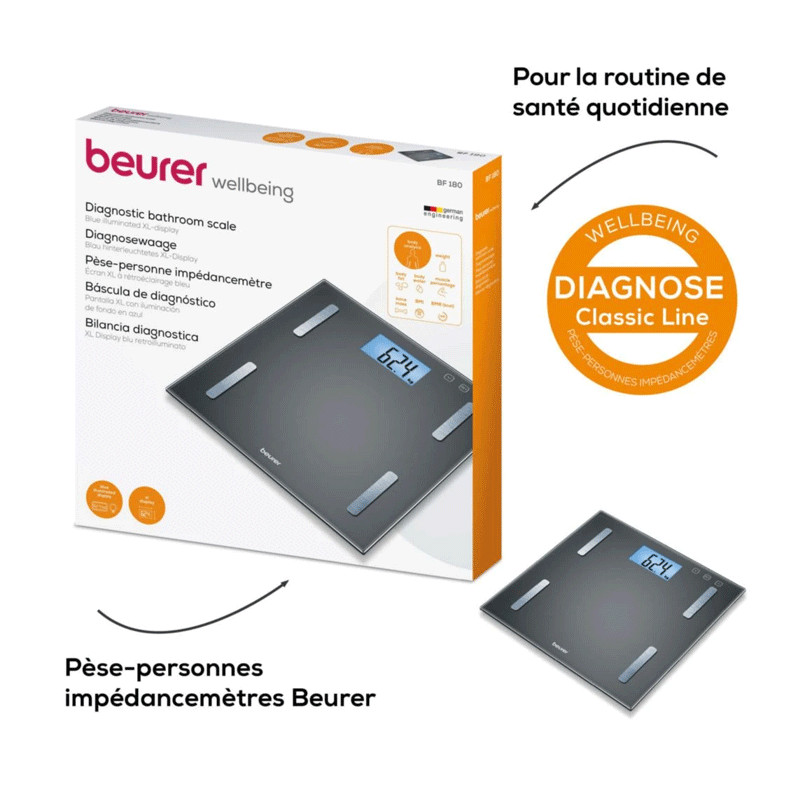 Pèse Personne Impédancemètre Beurer BF180 180 Kg Gris en Tunisie