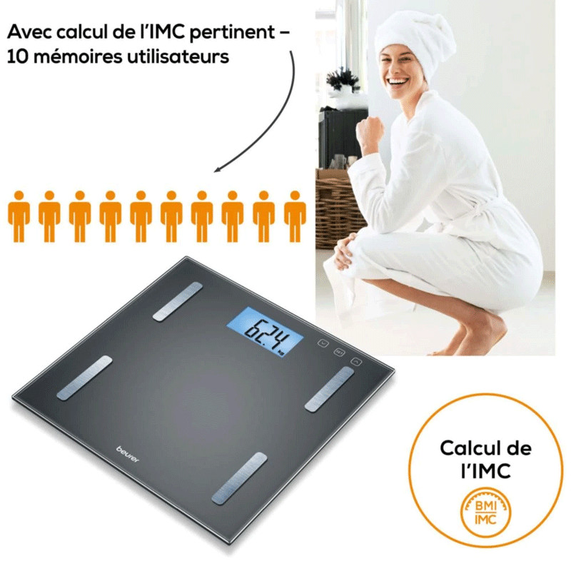 Pèse Personne Impédancemètre Beurer BF180 180 Kg Gris en Tunisie