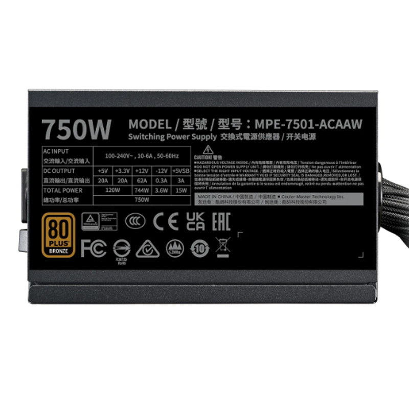 Bloc D'Alimentation Cooler Master MWE 750W V3 Noir En Tunisie