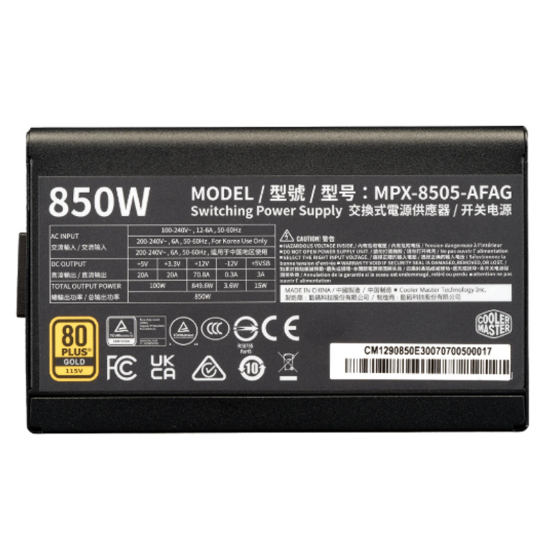 Bloc D'Alimentation Cooler Master Elite 850W Gold Noir En Tunisie