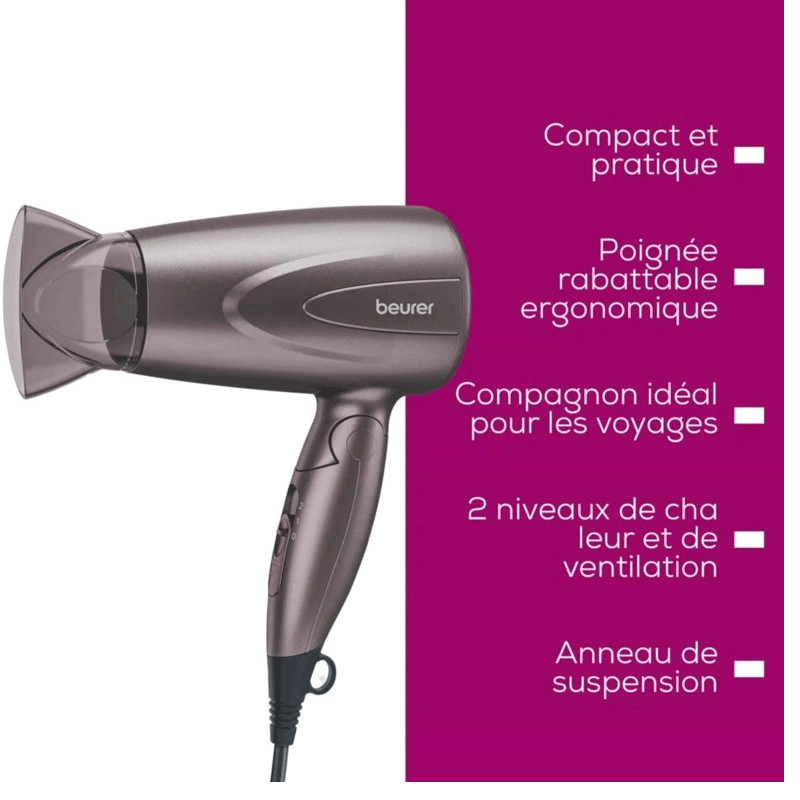 Sèche Cheveux Beurer HC17 1300W Gris en Tunisie