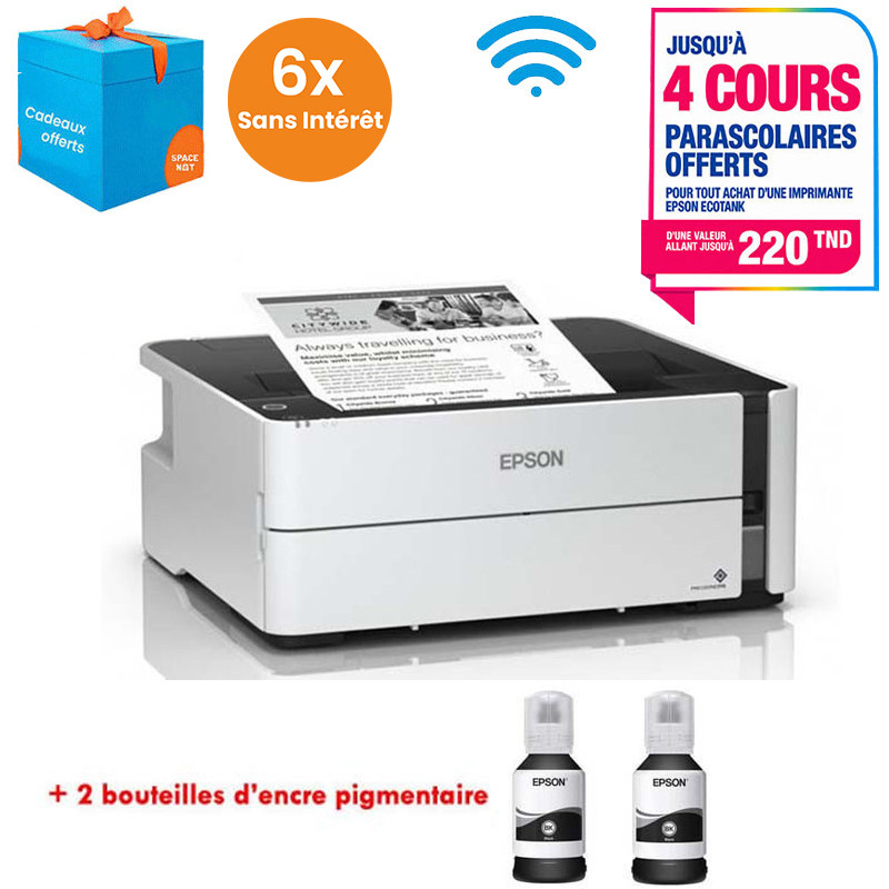 Imprimante EPSON ET-M1140 ECOTANK à Réservoir Intégré Monochrome - (C11CG26404)