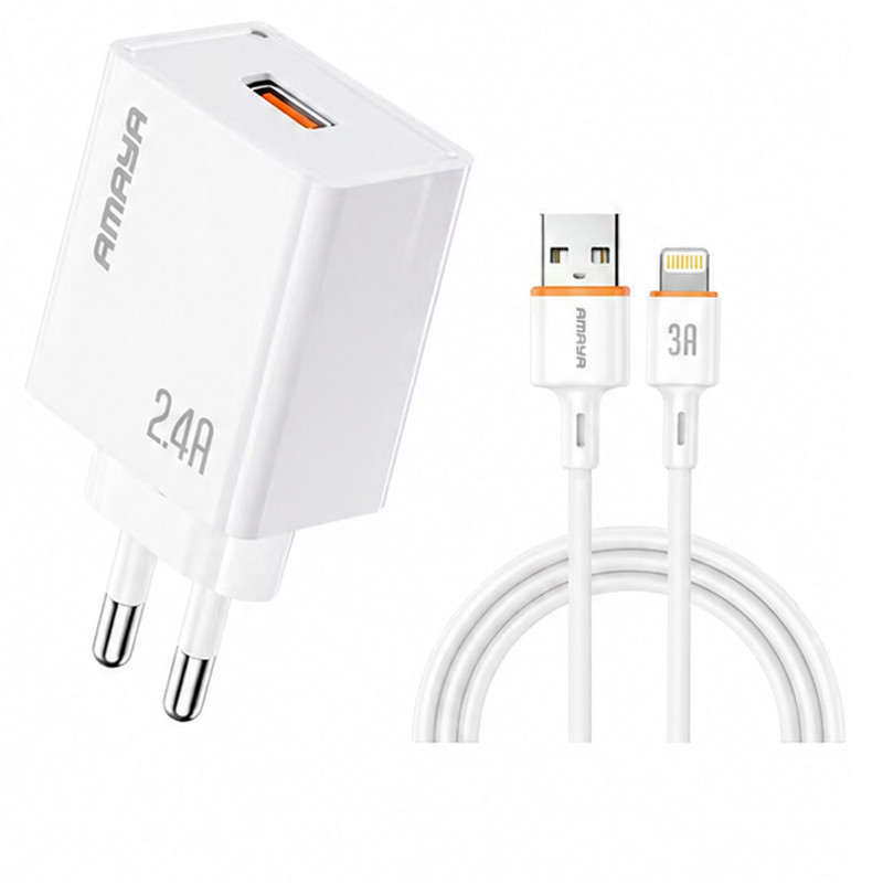 Chargeur Amaya ACW-E79D USB Vers Lightning Blanc en Tunisie