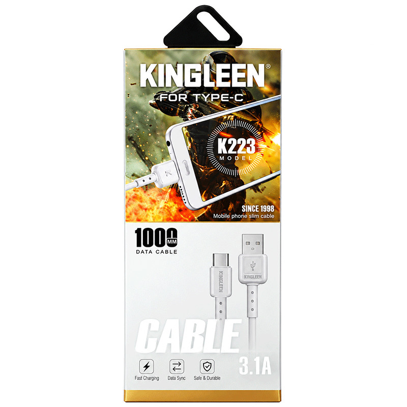 Câble Chargeur Kingleen K223 USB Vers Type-C Blanc en Tunisie