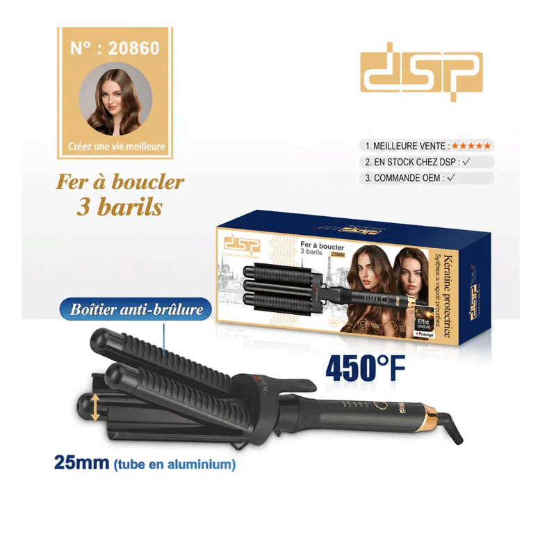 Fer À Boucler DSP Wavy 20860 232°C Noir en Tunisie