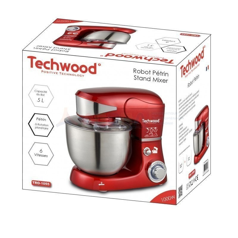 Robot Pétrin Techwood 1000 Watt 5L- Rouge (TRO-1055)