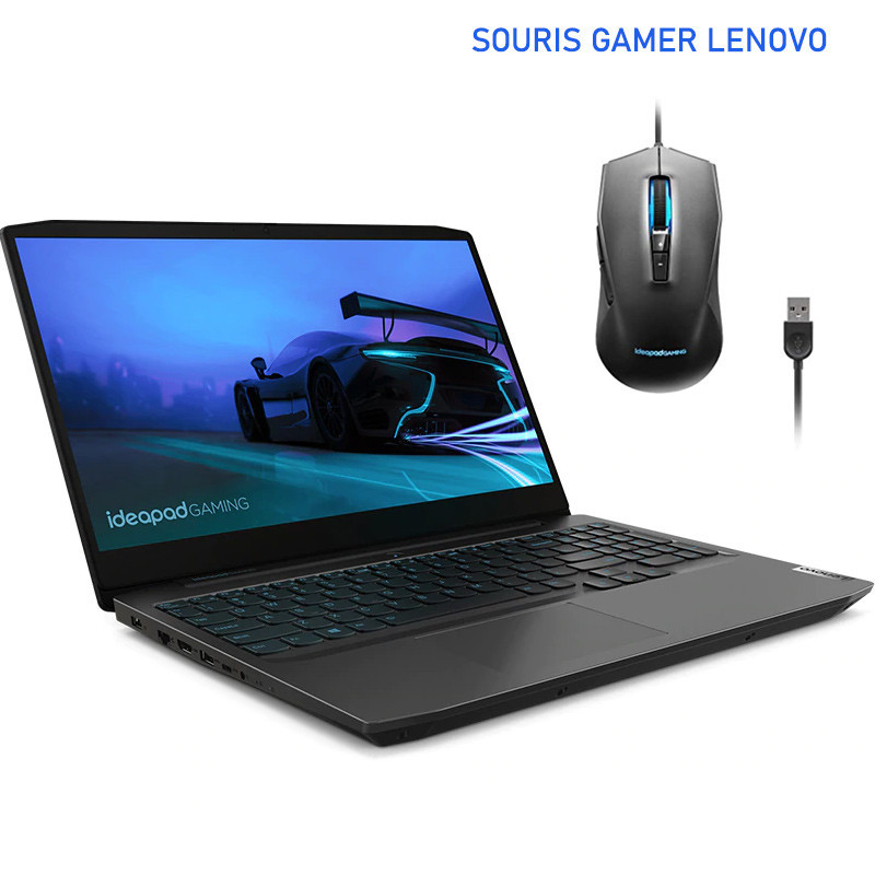 Pc Portable Lenovo | Ideapad Gaming 3 |  i7 10è Gén | 16Go| 1 To + 128 Go SSD | GTX 1650 4 Go | Noir + Souris - 81Y400H4FG