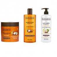 PACK EVOLUDERM: SHAMPOING Nourrissant 400 ML+MASQUE CHEVEUX 500 ML+LAIT CORPS 500 ML