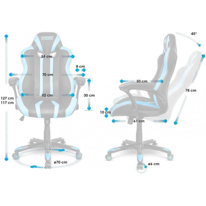 CHAISE GAMING EMPIRE RS600-BLEU