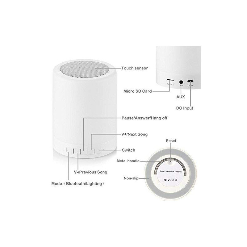 HAUTE PARLEUR BLUETOOTH CL-671 AVEC LED MULTICOULEURS
