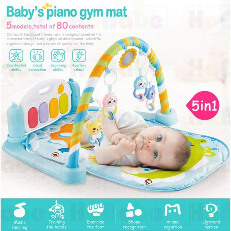 TAPIS D'ÉVEIL POUR BÉBÉ AVEC HOCHETS ET PIANO MULTI-COULEUR