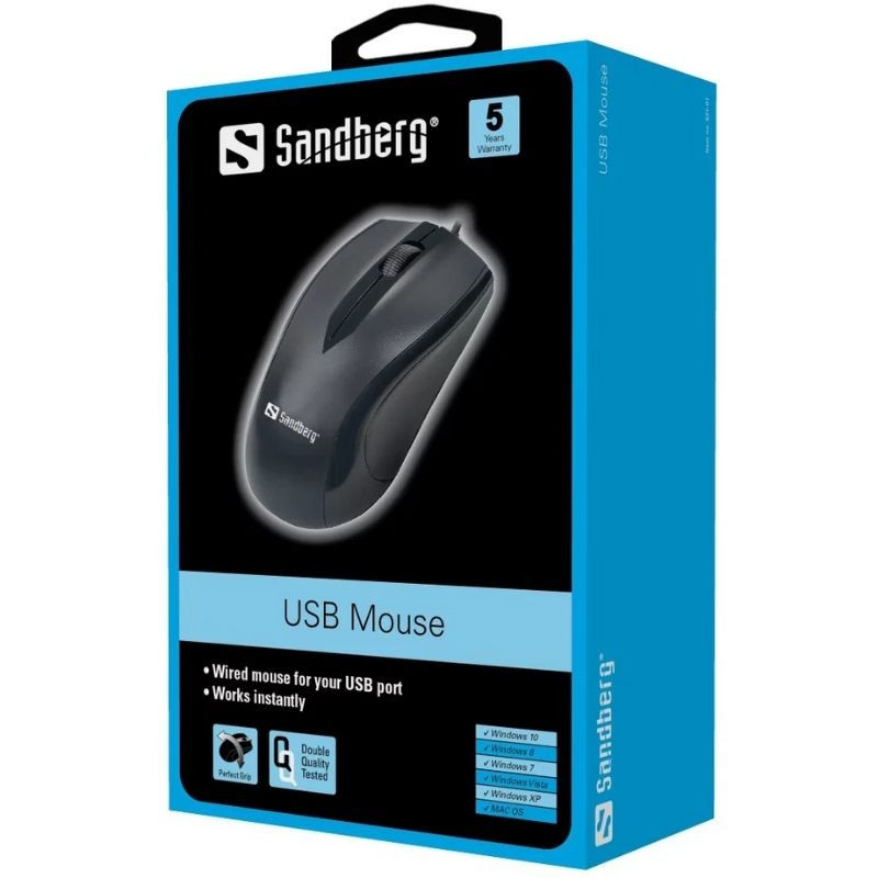 SOURIS OPTIQUE SANDBERG USB FILAIRE NOIR
