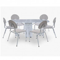 PACK TABLE A TIROIR PM AVEC 6 CHAISE FAMILIA CHENE BRUT