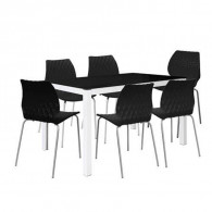 Pack Salle à Manger Table Serena Top en Verre avec 6 Chaises Prince