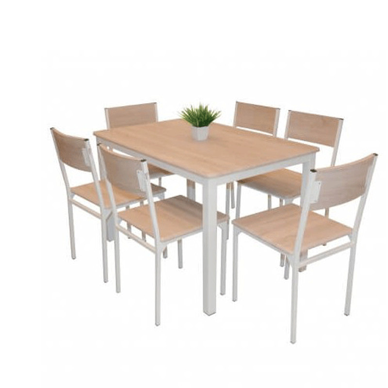 Pack Salle à Manger Table Serena chêne Brut Top en PVC avec 6 Chaises Serena chêne brut