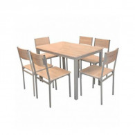 Pack Salle à Manger Table Serena chêne Brut Top en PVC avec 6 Chaises Serena chêne brut
