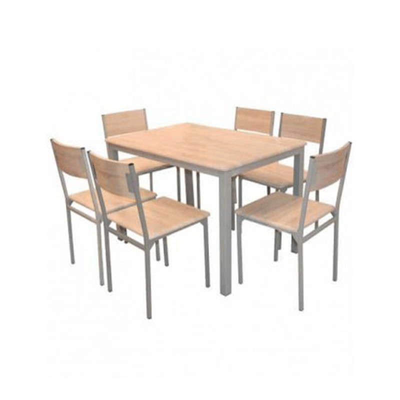 Table de cuisine Serena chêne Brut Top en PVC avec 6 Chaises Serena chêne brut