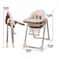 Chaise Haute Bébé Inclinable Avec Hauteur Repose-Pieds Réglables - Beige