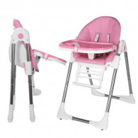 Chaise Haute Bébé Inclinable Avec Hauteur Repose-Pieds Réglables - Rose