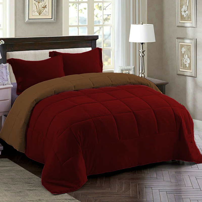 Couette 2 Places Double Faces Rouge Bordeau Et Marron + 2 Taies D’oreillers Gratuits 220 X 240 cm Couette 2 Places Double Faces Rouge Bordeau Et Marron + 2 Taies D’oreillers Gratuits 220 X 240 cm