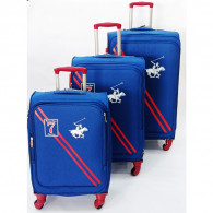 Set De 3 Valises Polo Tissu Antichoc - Bleu