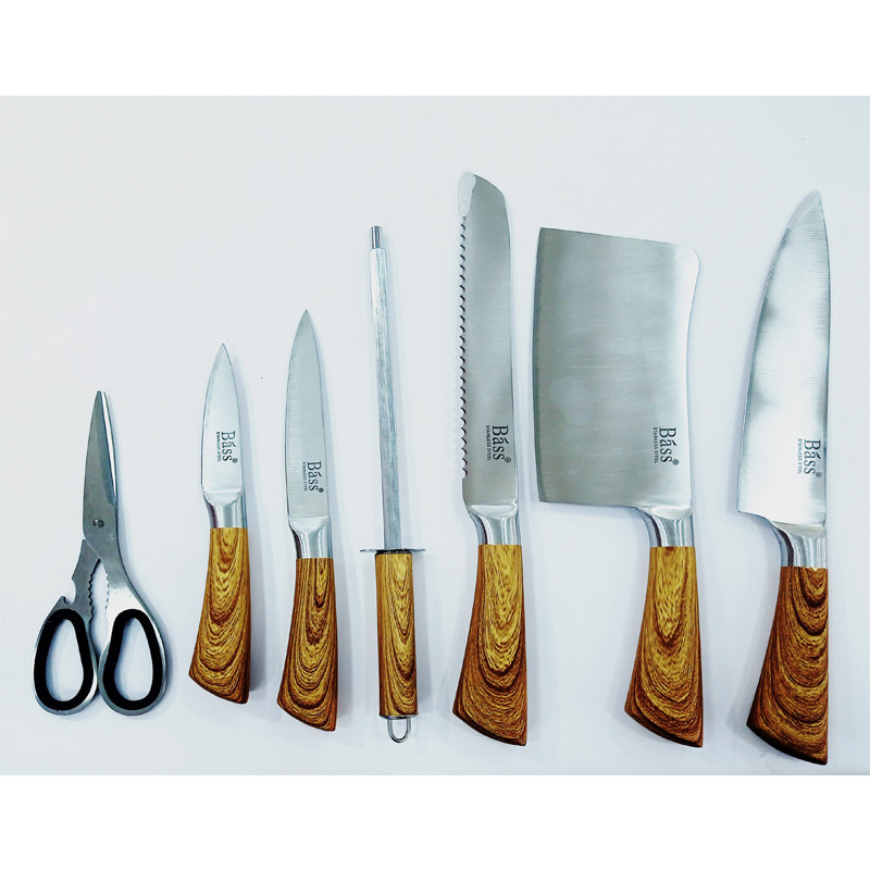 Set de 7 Couteaux + Bloc De Rangement En Bois