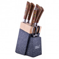 Set de 7 Couteaux + Bloc De Rangement En Bois