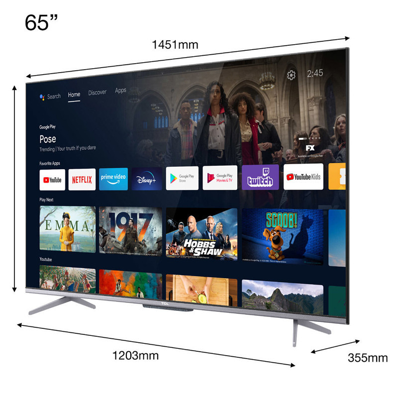 Téléviseur Tcl 65" QLED 4K Android Smart Tv LEDUHD65P725