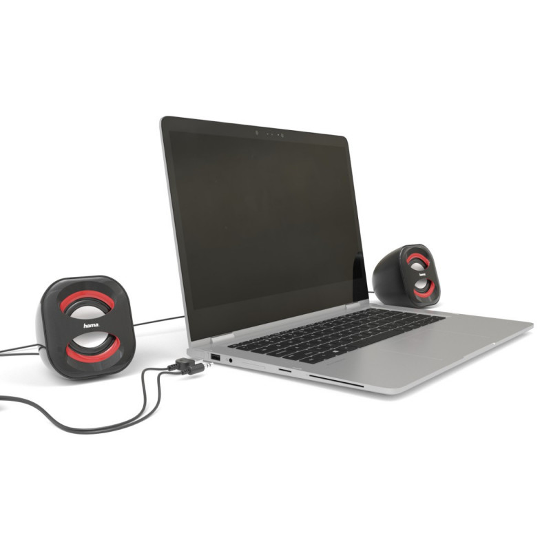 Enceinte Hama Pour Ordinateur Portable Sonic Mobile 183"  Noir et Rouge