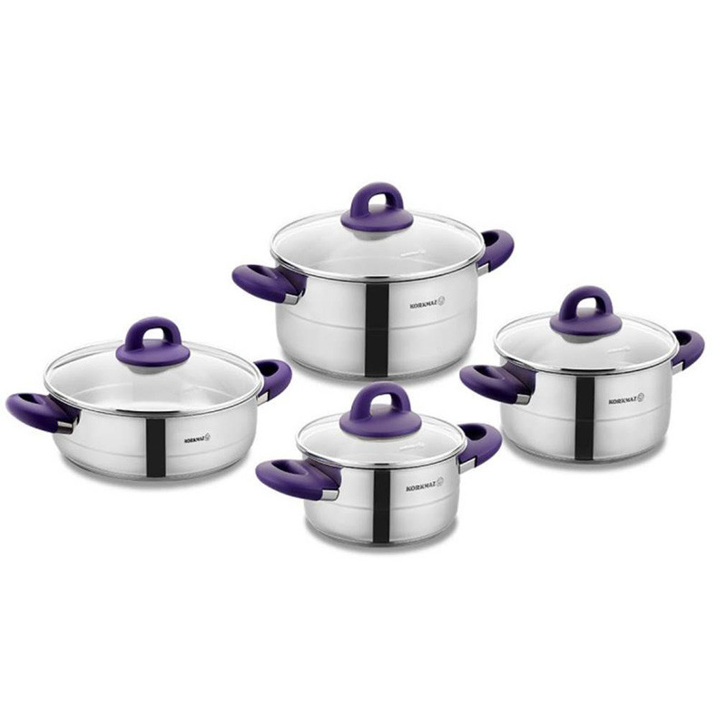SET COOKWARE 8 PIÈCES KORKAMZ HERA LAVENDER A1087 INOX