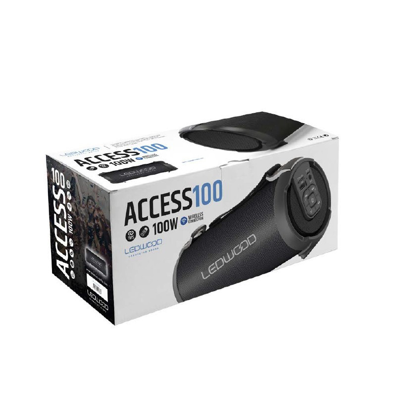 Radio Rétro Portable Ledwood ALMA, FM, Bluetooth 5.3 Entrée USB, Puissance 30W Batterie 1500mAh - Retro Vintage Rouge, OVNI LED