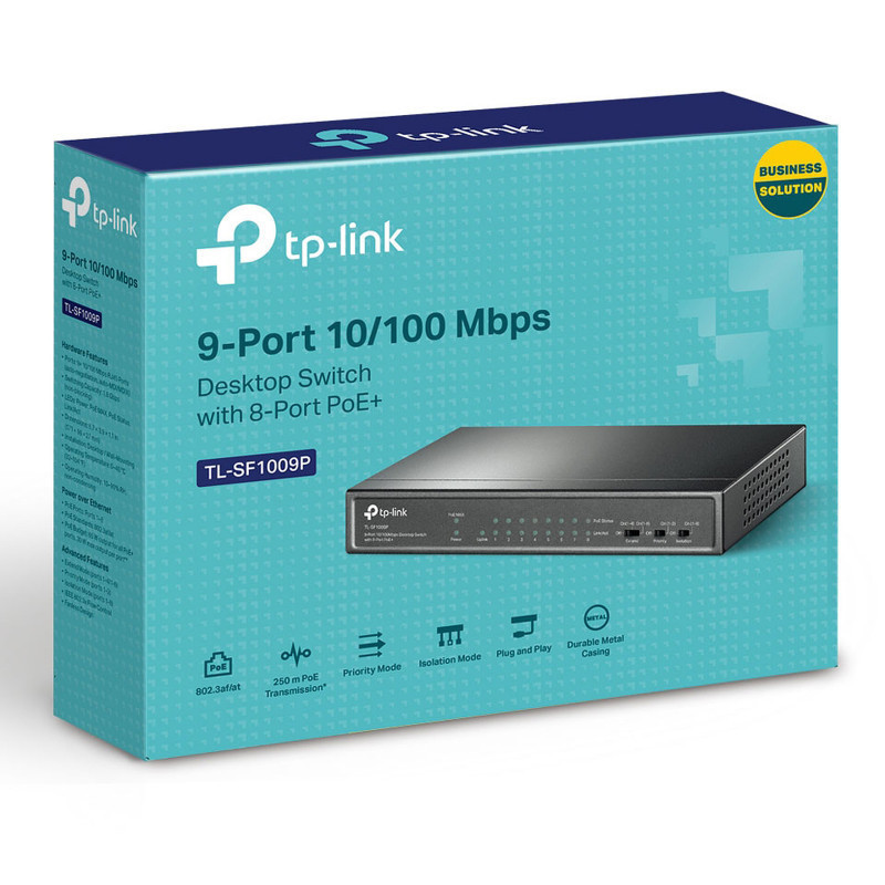 Switch de bureau TP-LINK 9 ports 10/100 Mbps avec 8 ports PoE+