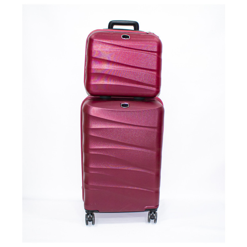 NUMADA Set Valigie 3 Pezzi Bordeaux - Valigia Cabina 53cm, Media 63cm E Beauty Case, ABS Leggero Con 4 Ruote