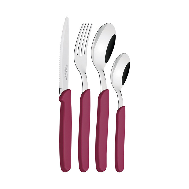 Coffret 24 Pcs 4 Couverts A Table Rose Fonce Carmel-Tramontina-23499031