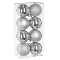 Lot De 16 Boules Décoratives Pour Sapin PM -Argent -Somoco