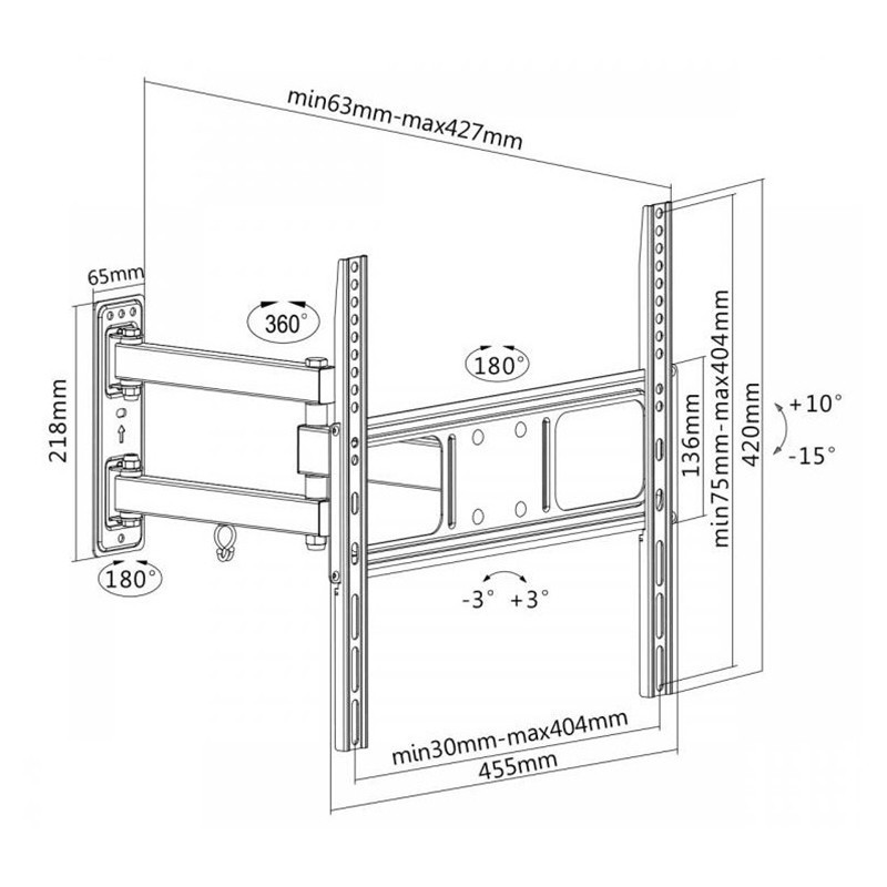 Support Mural SBOX Pour Téléviseur 32"- 55 " (PLB-3644)
