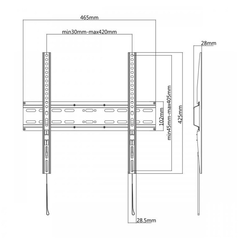 Support Mural Fixe SBOX Pour TV 32" - 55" - Noir (PLB-2544F)