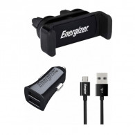 Kit Voiture Energizer 3.4A 2 USB + Câble Micro-USB + Support Clip