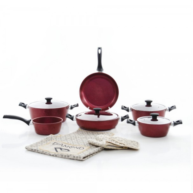Batterie de cuisine Diamond 13PCS - Rouge Batterie de cuisine Diamond 13PCS - Rouge