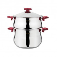 Couscoussière Oms Inox 18/10 9,2 Litres Rouge (6040-24-RB)