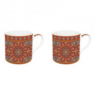 Set De 2 Mugs Porcelaine Mandala Rouge