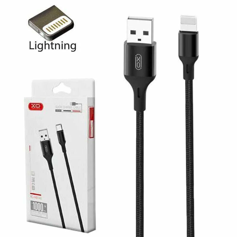 Câble Xo NB143 Braided USB Lightning Noir