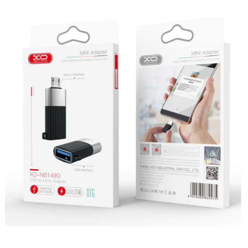 Adaptateur USB 2.0 Vers Micro USB XO NB149-G Noir