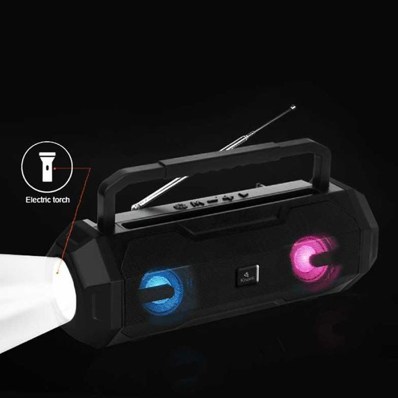 Haut Parleur Kisonli Bluetooth Avec Lampe Torche Noir