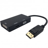 Adaptateur 3 En 1 Display Port Vers HDMI/DVI/VGA Noir Adaptateur 3 En 1 Display Port Vers HDMI/DVI/VGA Noir